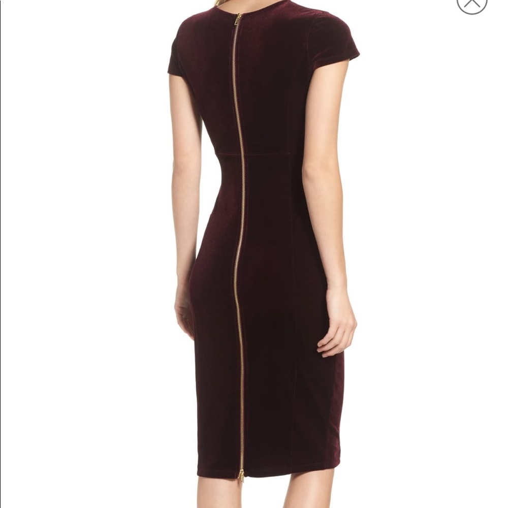 Velvet Midi Dress wine color